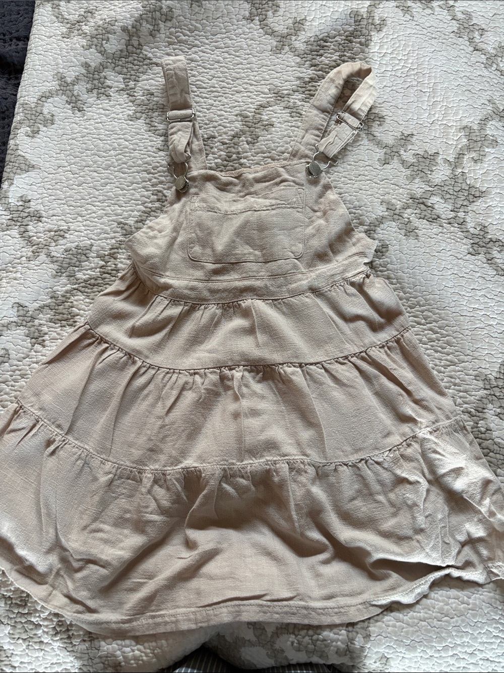 Zara Cream Tiered Overall Dress